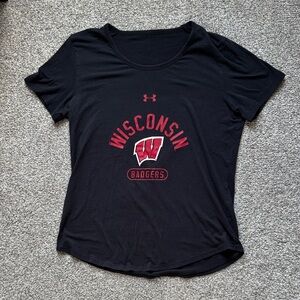 Under Armour Black and Red Wisconsin T-Shirt